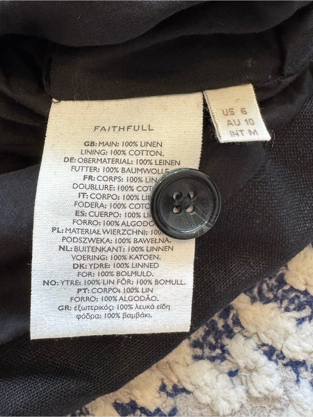 Faithfull the Brand Jacques linen mini dress size 6 black EUC - Picture 9 of 12